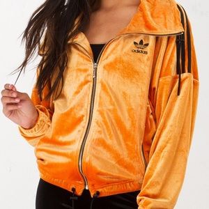 ADIDAS ORIGINALS ORANGE VELOUR TRACK JACKET